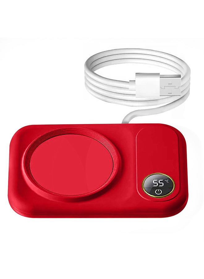 MARGOUN Coffee Mug Warmer, Electric Cup Heater with LCD Display, Digital Temperature 55-75°C Adjustable, USB-Powered, ABS Material - Red  - Image 5