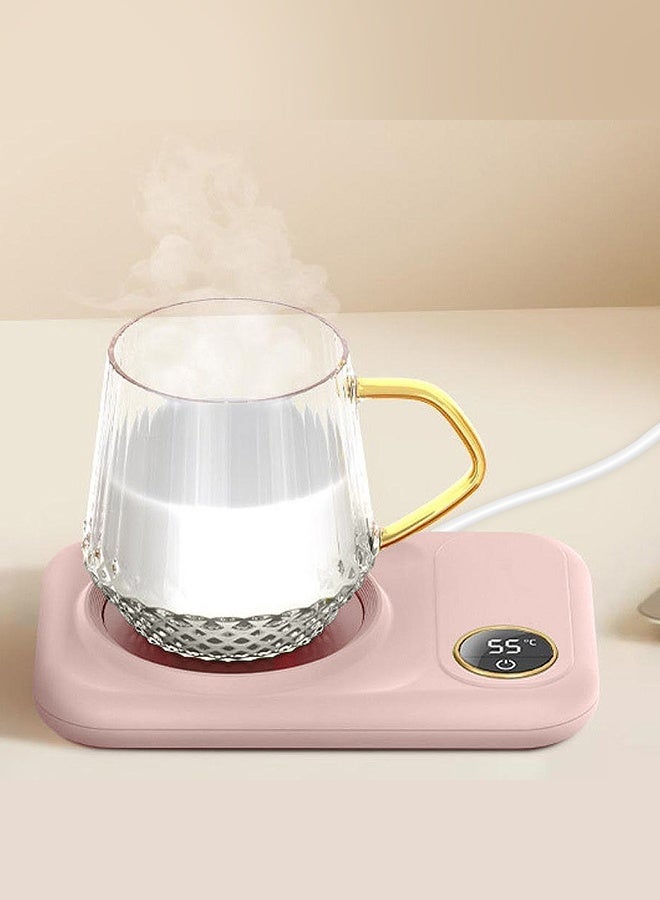 MARGOUN Coffee Mug Warmer, Electric Cup Heater with LCD Display, Digital Temperature 55-75°C Adjustable, USB-Powered, ABS Material - Pink - Image 5