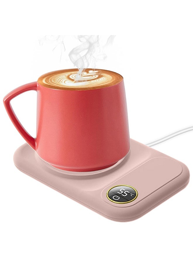MARGOUN Coffee Mug Warmer, Electric Cup Heater with LCD Display, Digital Temperature 55-75°C Adjustable, USB-Powered, ABS Material - Pink - Image 2