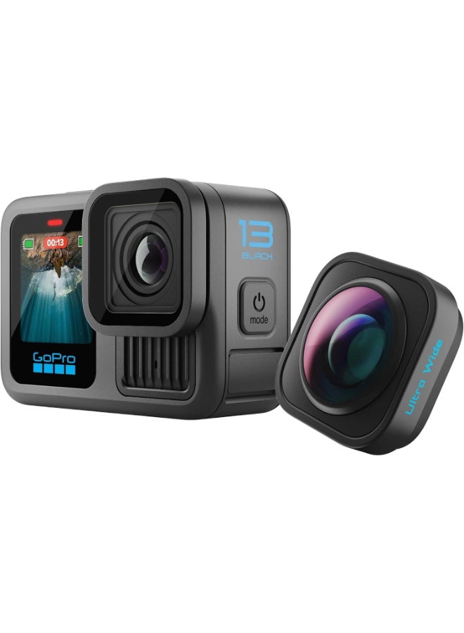 جو برو كاميرا أكشن HERO13 بلاك ألترا وايد - مقاومة للماء مع فيديو بدقة 5.3K60 وصورة بدقة 27MP وزاوية رؤية 177 درجة + توافق مع عدسات سلسلة HB - مع ضمان رسمي من GoPro الإمارات - Image 2