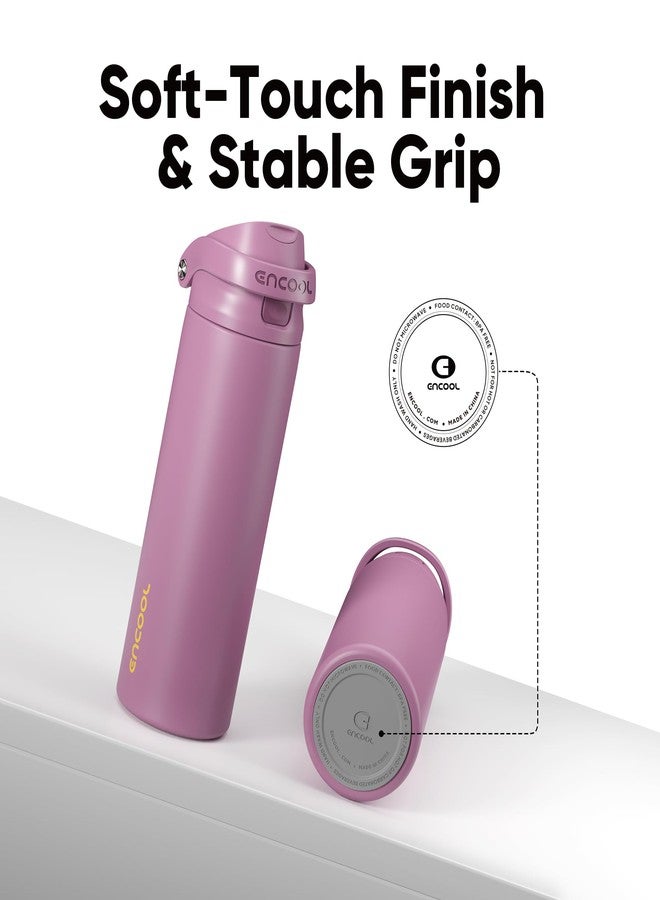 Encool SwiftSip Insulated Stainless Steel Water Bottle with Straw - Leak Proof Sports Water Bottle for School, Travel, Keeps Cold All Day, One-Touch Flip Lid, BPA-Free, 24 oz, Mountbatten Pink - Image 5