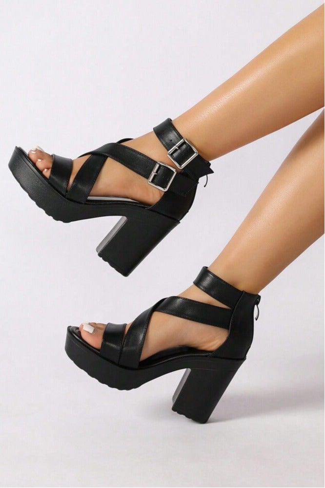 فيبراندا صندل بكعب عريض ونعل بروتان C-73-اسود - Image 3