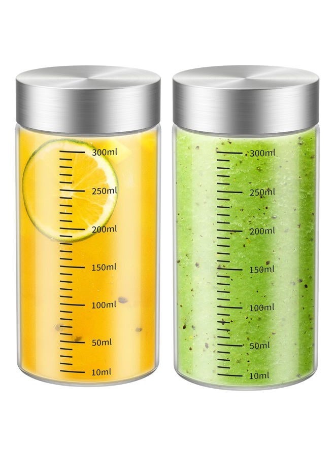 CWHHRN 11 Oz Glass Juice Bottles, 2 Pack Glass Bottles with Lids, BPA Free, Borosilicate Glass, Leak Proof Lids for Juicing, Smoothies, Water Bottles, Food Storage, Shaker Bottles - Image 1
