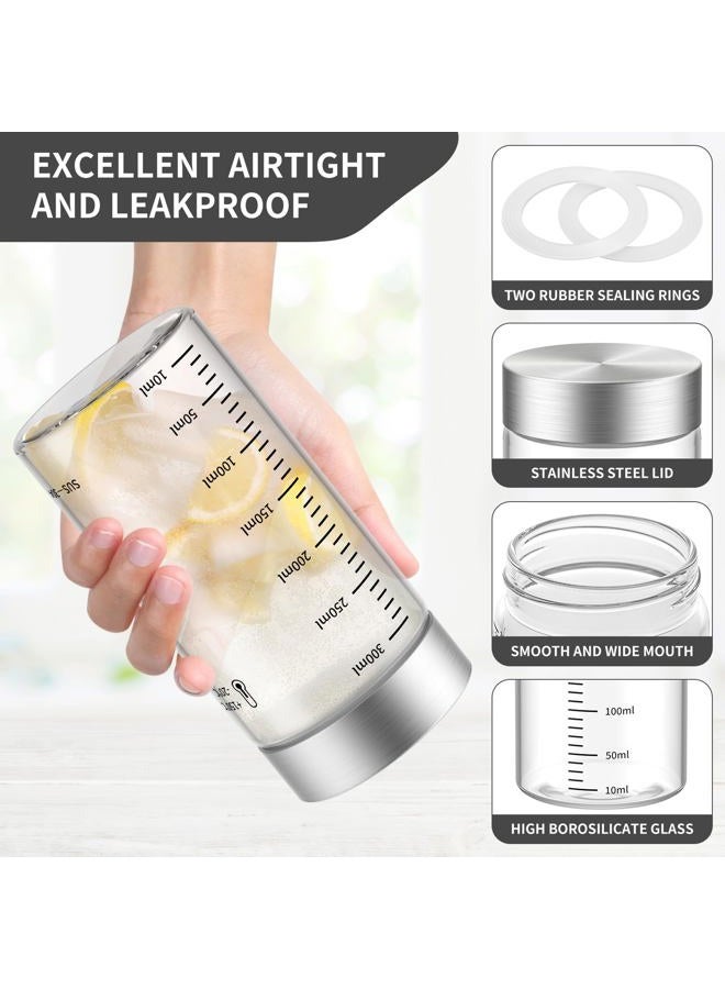 CWHHRN 11 Oz Glass Juice Bottles, 2 Pack Glass Bottles with Lids, BPA Free, Borosilicate Glass, Leak Proof Lids for Juicing, Smoothies, Water Bottles, Food Storage, Shaker Bottles - Image 3
