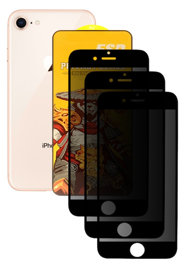 ESD 3 Pieces Tempered Dustproof Privacy Glass Screen Protector Compatible For iPhone 8 - Image 1