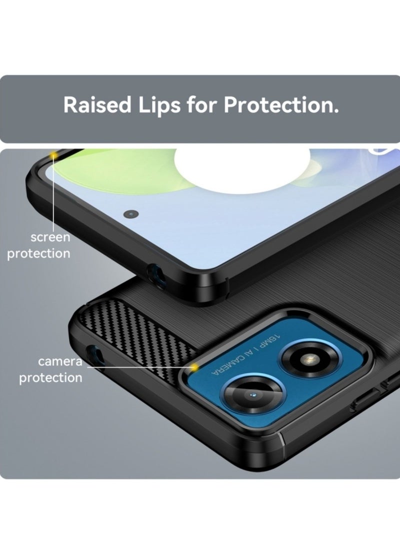Motorola Moto G24 Case Cover – Rugged Shield Design, Brushed Carbon Fiber Texture, Shockproof TPU, Anti-Slip, Slim and Lightweight Protection in Black  - Image 3