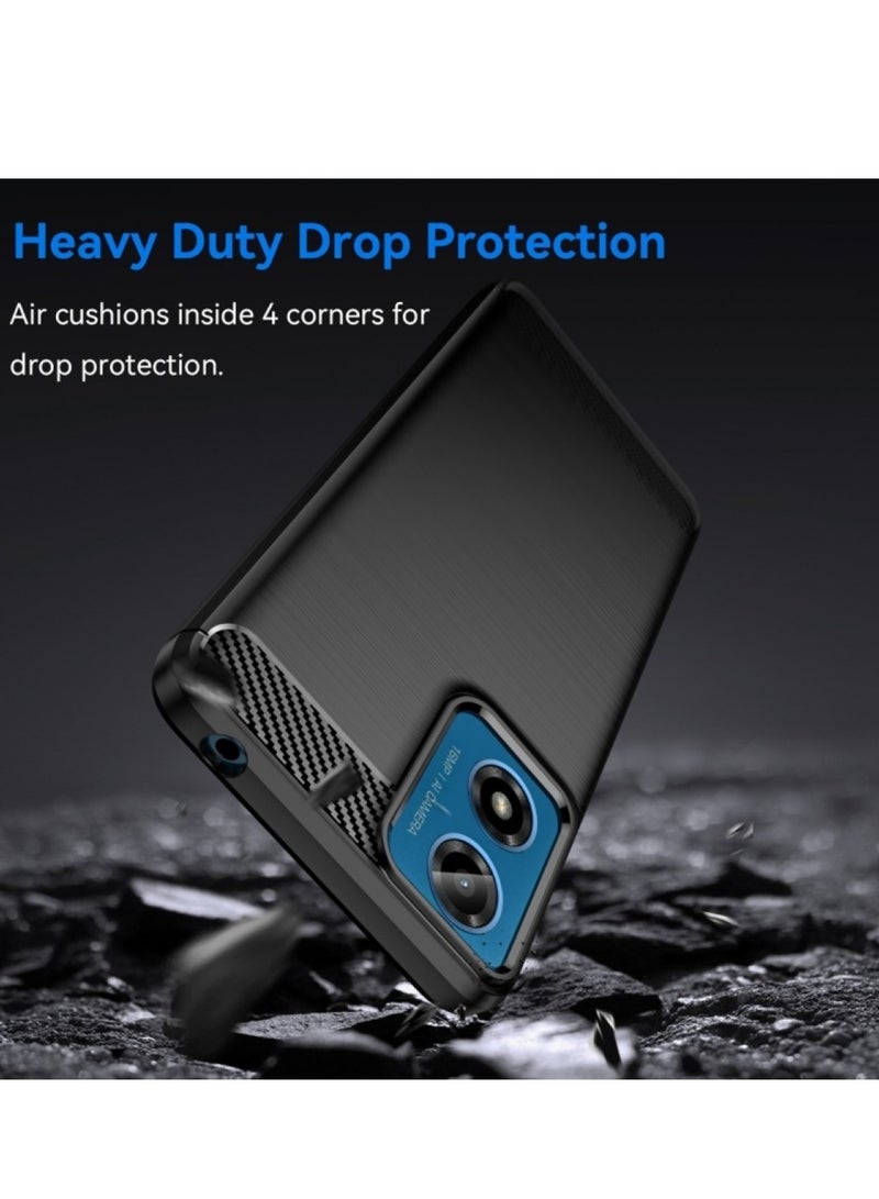 Motorola Moto G24 Case Cover – Rugged Shield Design, Brushed Carbon Fiber Texture, Shockproof TPU, Anti-Slip, Slim and Lightweight Protection in Black  - Image 4