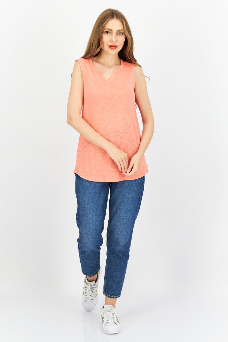Eddie Bauer Women V-Neck Sleeveless Tunic Top, Orange - Image 4