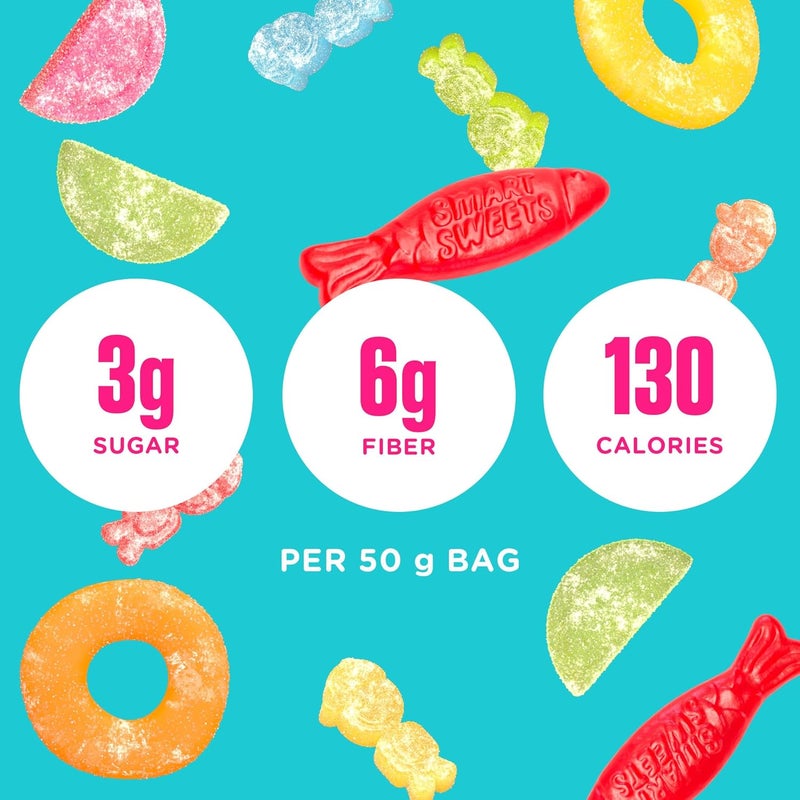 SmartSweets Variety Pack - Low Sugar Gummy Candy (Pack of 8) Featuring Sweet Fish, Sourmelon Bites, Peach Rings, and Sour Blast Buddies - Image 3
