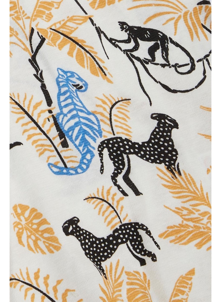 Jack Lions - Boy's T-Shirt Forest Themed Animal Patterned Age 5-14, Cream - Image 1