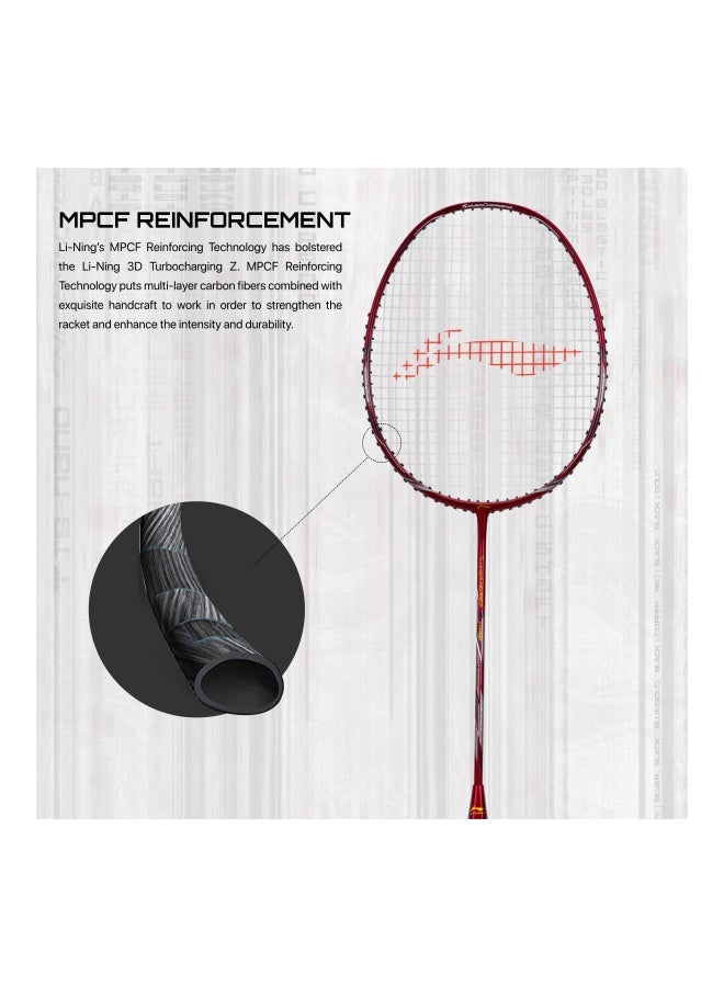 Li-Ning Turbo Charging Z Boost Combat Carbon Fibre Racket Strung Badminton Racket with Free Full Cover (Red/Black) - Image 2