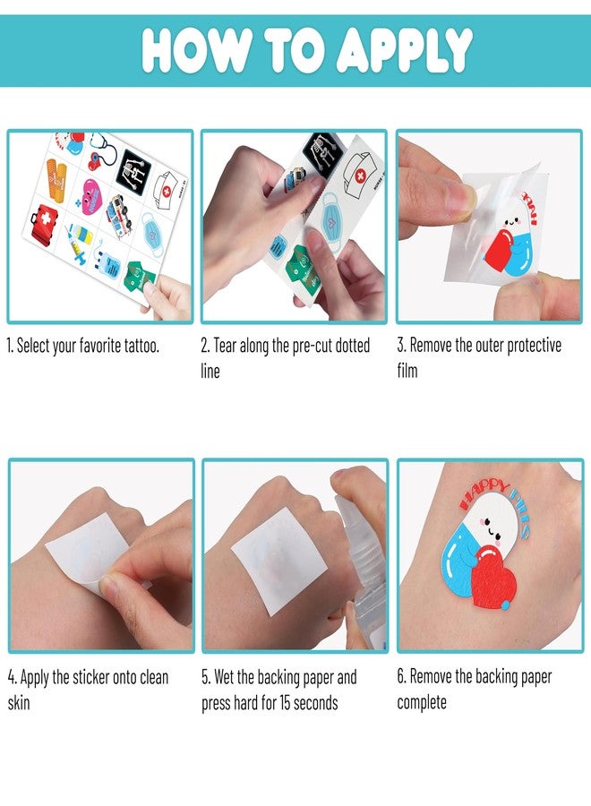 91TATTOOS 96 PCS Happy Nurses Day Nursing Nurse Pre-Cut Temporary Tattoos for Kids - Image 5