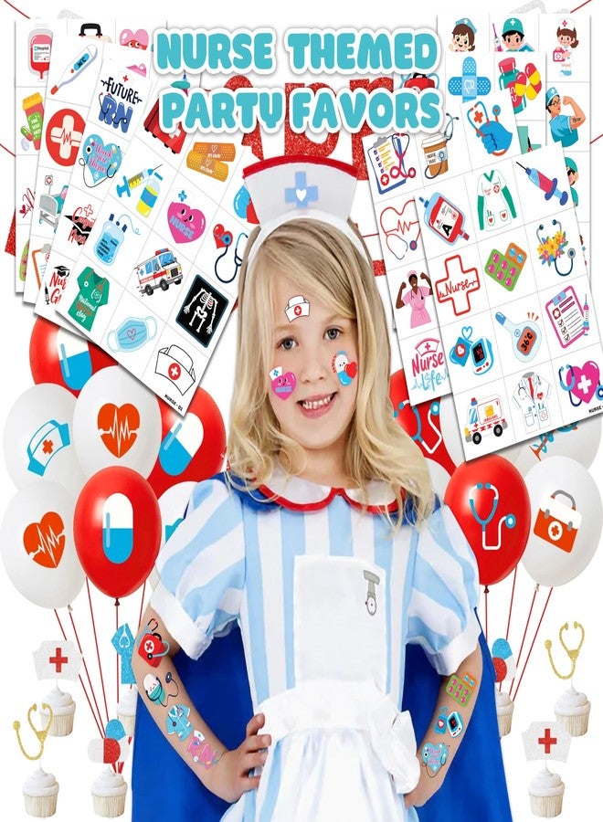 91TATTOOS 96 PCS Happy Nurses Day Nursing Nurse Pre-Cut Temporary Tattoos for Kids - Image 2