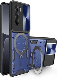 UNBLACK Unblack Case Cover Shockproof CD Protective Case with Camera Protection and Metal Ring Compatible with Oppo Reno 12 / Oppo reno 12 5G (Blue) 