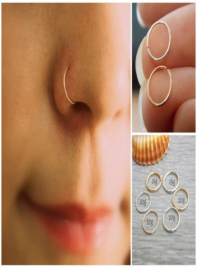 D.Bella 22G Simple Half Hoop Nose Rings - 8mm Surgical Steel Nose Hoops - Image 4