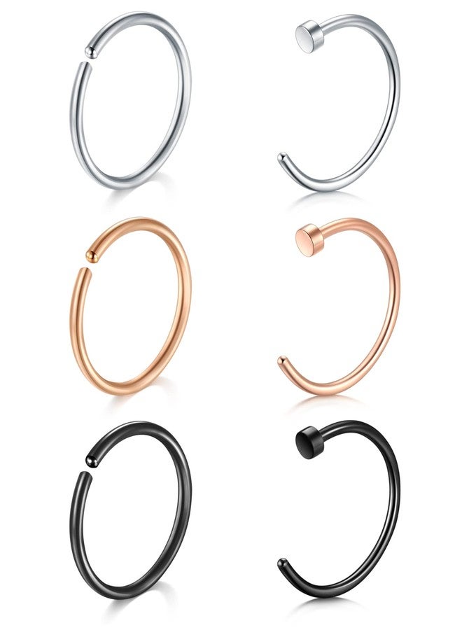 D.Bella 22G Simple Half Hoop Nose Rings - 8mm Surgical Steel Nose Hoops - Image 1