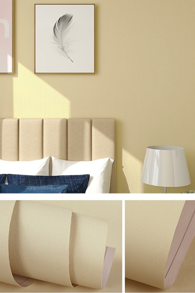 نوايوو ورق حائط قابل للتقشير واللصق، لون أصفر باهت، مقاس 60 سم × 10 م، ورق حائط لاصق مقاوم للماء، ورق حائط ذاتي اللصق، ورق حائط ديكوري، لفافة فينيل للجدران والمطبخ وغرفة النوم - Image 1