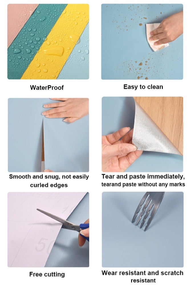 نوايوو ورق حائط قابل للتقشير واللصق، لون أصفر باهت، مقاس 60 سم × 10 م، ورق حائط لاصق مقاوم للماء، ورق حائط ذاتي اللصق، ورق حائط ديكوري، لفافة فينيل للجدران والمطبخ وغرفة النوم - Image 5