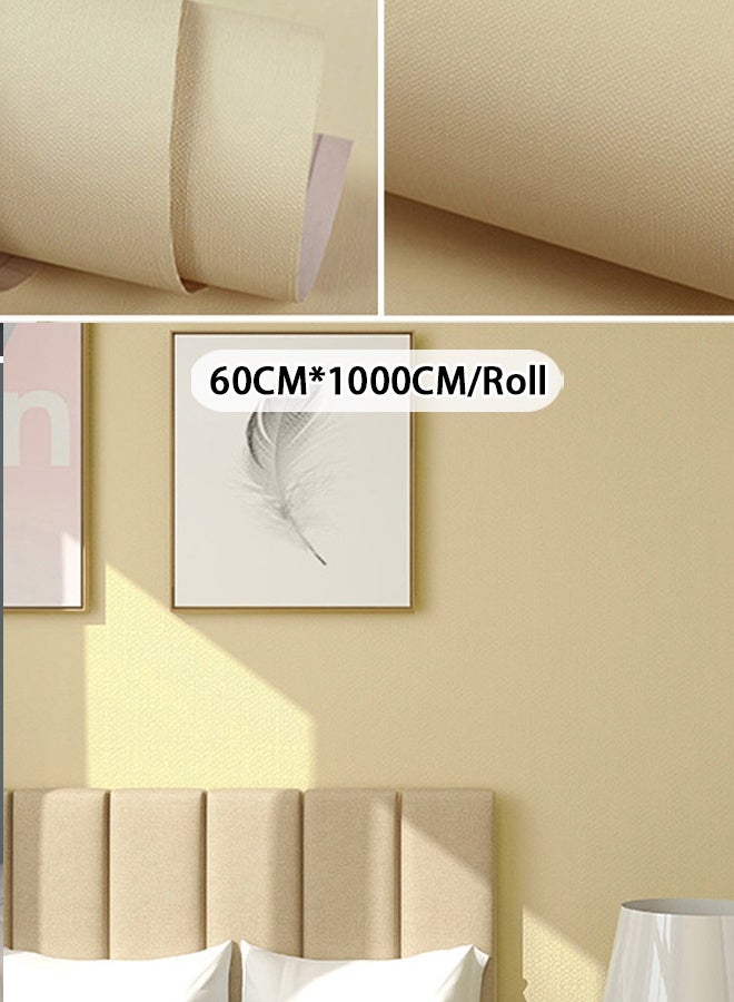 NOAEOU Self-Adhesive Peel and Stick Wallpaper 60cm×10m Waterproof Decorative Contact Paper Roll for Wall Kitchen Bedroom (Faint Yellow) - Image 1