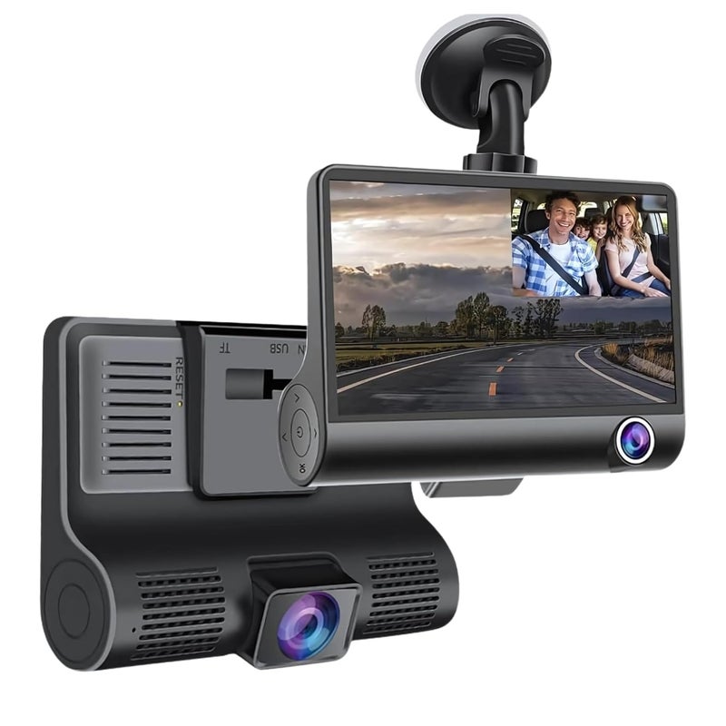 Lapras 𝟏𝟓 𝐘𝐞𝐚𝐫𝐬 𝐖𝐚𝐫𝐫𝐚𝐧𝐭𝐲 Rugged 3-Way Dash Cam with Full HD Recording – Built-in G-Sensor, Waterproof Rear Camera, Smart Exposure, and Motion Detection for 24/7 Monitoring. - Image 1