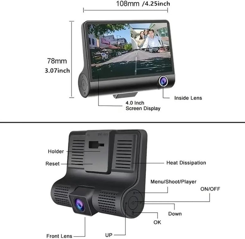 Lapras 𝟏𝟓 𝐘𝐞𝐚𝐫𝐬 𝐖𝐚𝐫𝐫𝐚𝐧𝐭𝐲 Rugged 3-Way Dash Cam with Full HD Recording – Built-in G-Sensor, Waterproof Rear Camera, Smart Exposure, and Motion Detection for 24/7 Monitoring. - Image 4