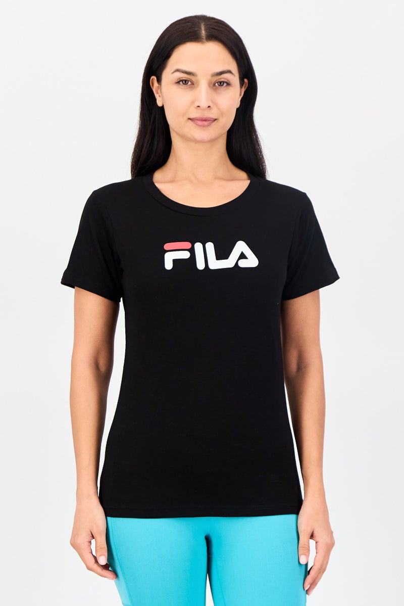 FILA Women Sportswear Fit Short Sleeve Outdoor T-shirt, Black - Image 1