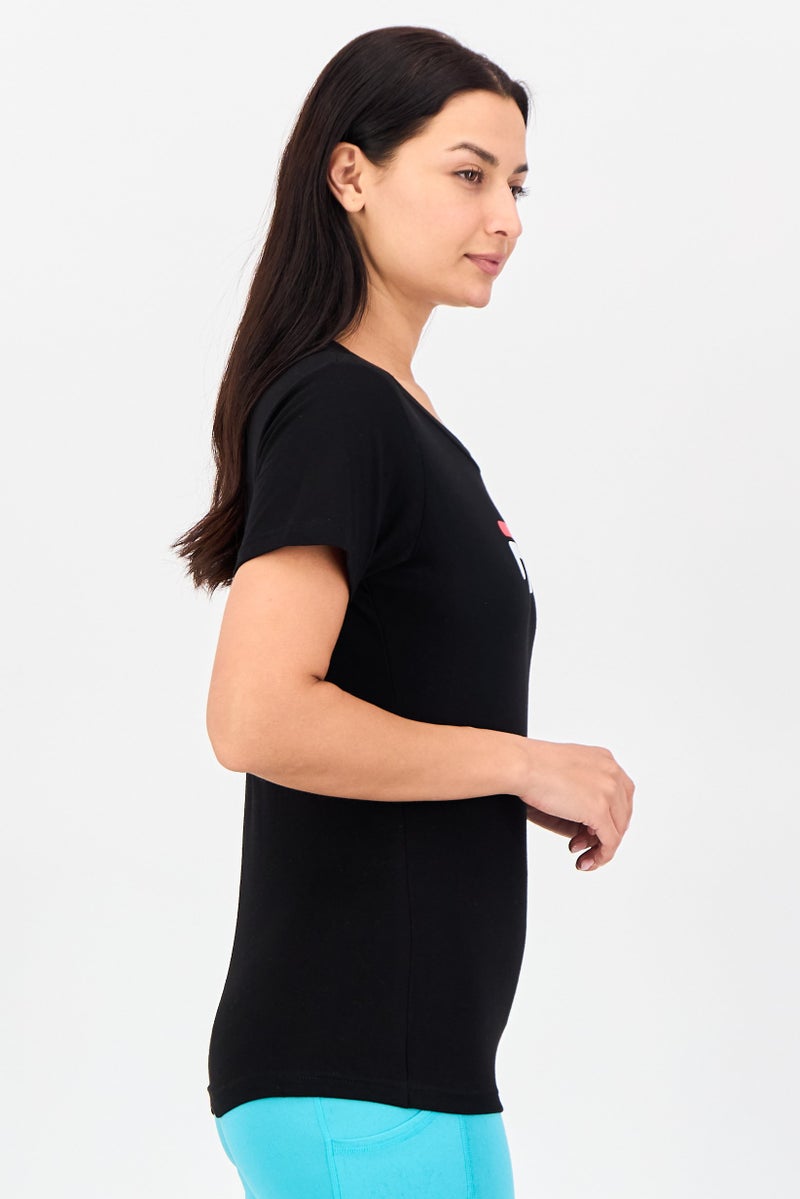FILA Women Sportswear Fit Short Sleeve Outdoor T-shirt, Black - Image 3