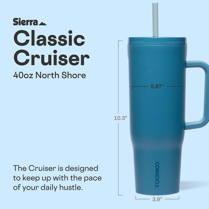 CORKCICLE Cruiser Insulated Tumbler - Keeps Drinks Cold 20 Hours - Triple-Insulated Stainless Steel - Spill-Proof Lid - Summer Drinkware Gift - Keeps Drinks Ice Cold - 40 oz - North Shore - Image 1
