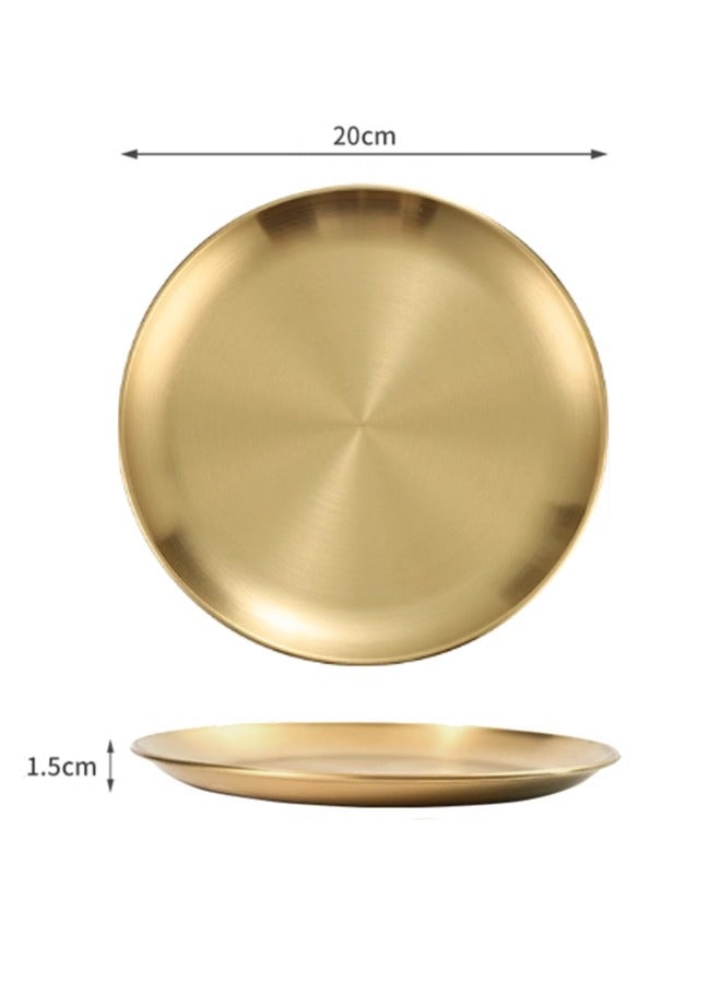 Morlife 304 Stainless Steel Dinner Plate，Stainless Steel Plates Set of 2 Metal Dinner Plates 20cm ,Shatterproof & Dishwasher Safe - Image 4