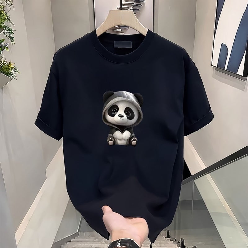 Heavy pure cotton "high-quality T-shirt, pure cotton short-sleeved men's and women's loose and versatile trendy round-neck top - Image 2