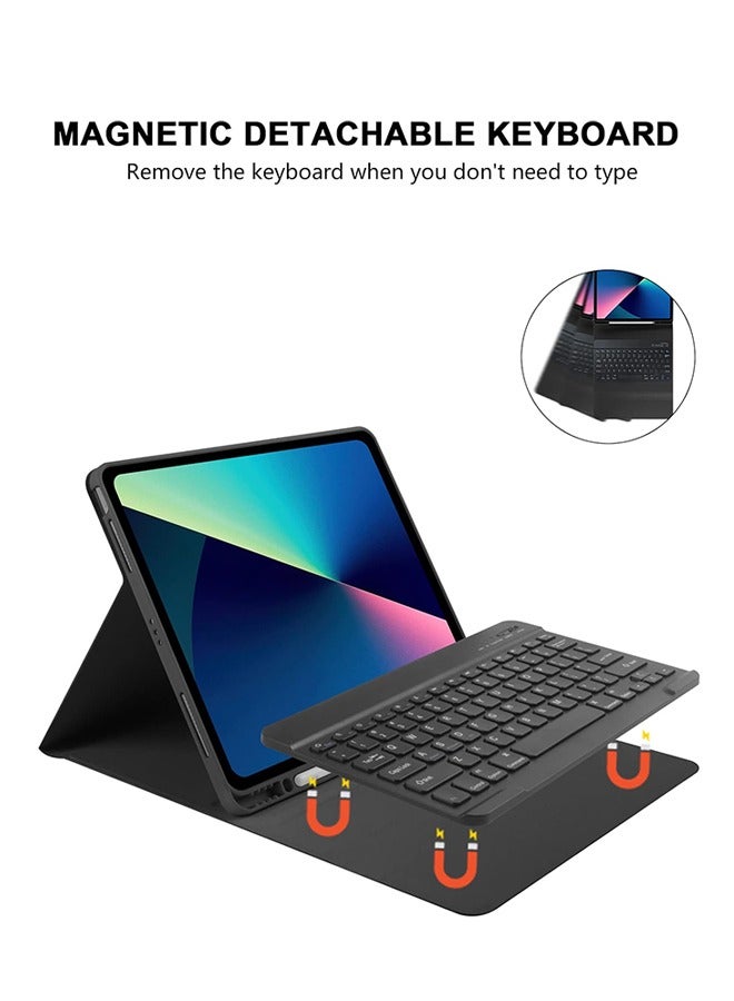 حافظة لوحة مفاتيح لجهاز iPad Pro11 (2024)، لوحة مفاتيح لاسلكية قابلة للفصل مغناطيسيًا، حافظة بحامل قلاب مع حامل قلم (أسود) - Image 2