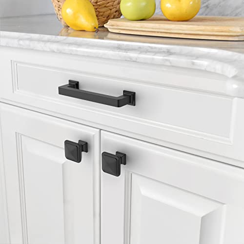 Amerdeco 10 Pack Matte Black Square Kitchen Cabinet Knobs Cabinet Hardware Single Hole Cabinet Pulls Drawer Knobs and Pulls for Bathroom Cabinets ZH0019 - Image 5