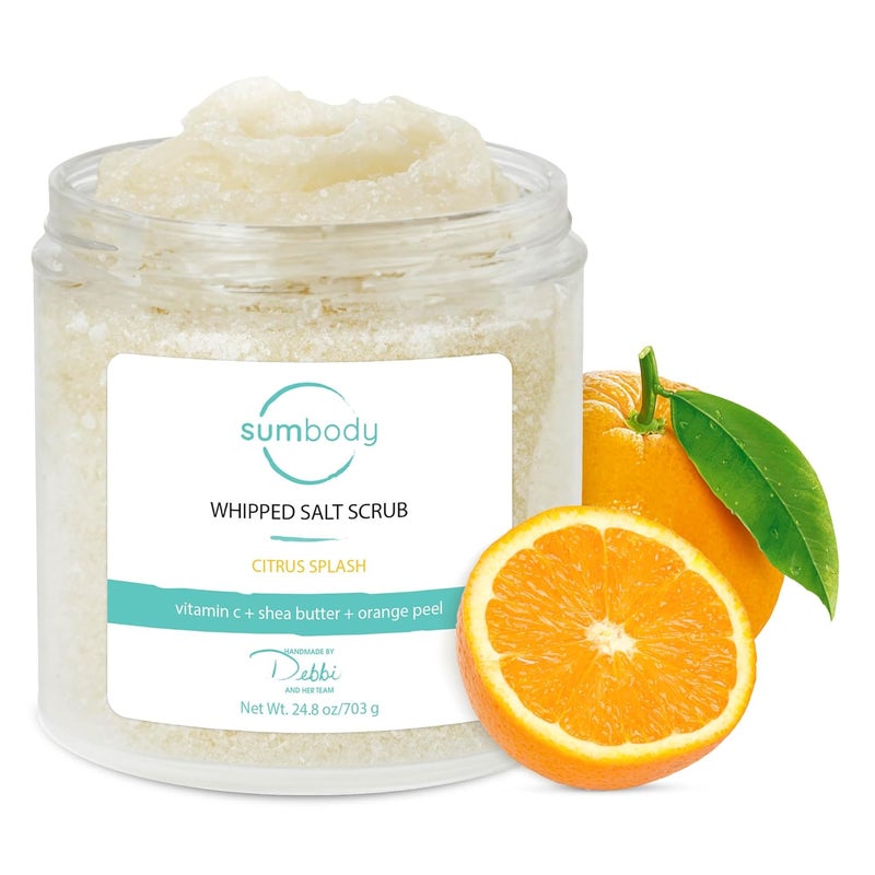 Sumbody USA Made Whipped Salt Scrub Citrus Splash Vitamin C 21oz Exfoliating Moisturizing Body Foot Hand Scrub Hydrating Bath Body Exfoliator for Men Women Teens - Image 1