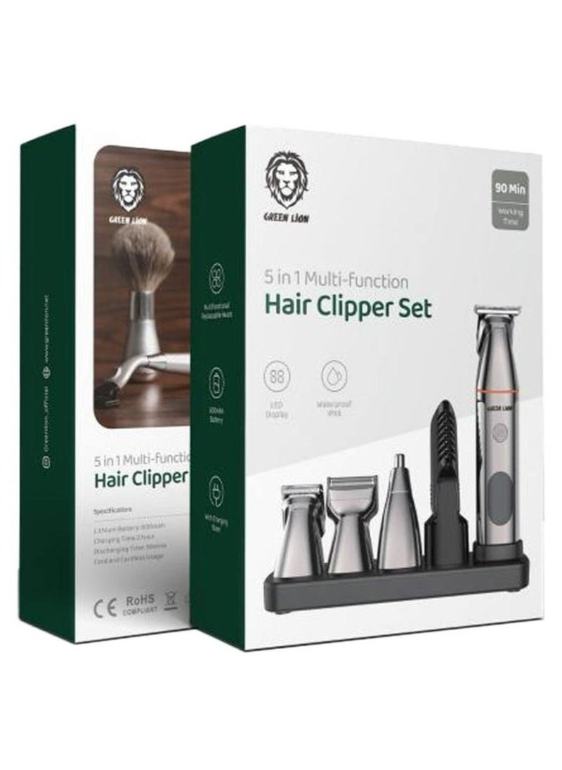 GREEN LION - 5 In 1 Multi-Function Hair Clipper Set - Black - Image 1