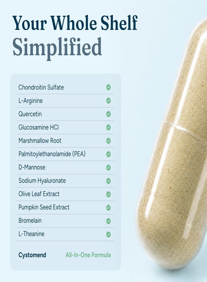 CystoMend Bladder & Pelvic Discomfort Formula (High Potency - Supports Less Flares & Urgency* - Premium Bladder Support for Women & Men - USA Manufactured & Third-Party Tested - 180 Capsules - Image 4