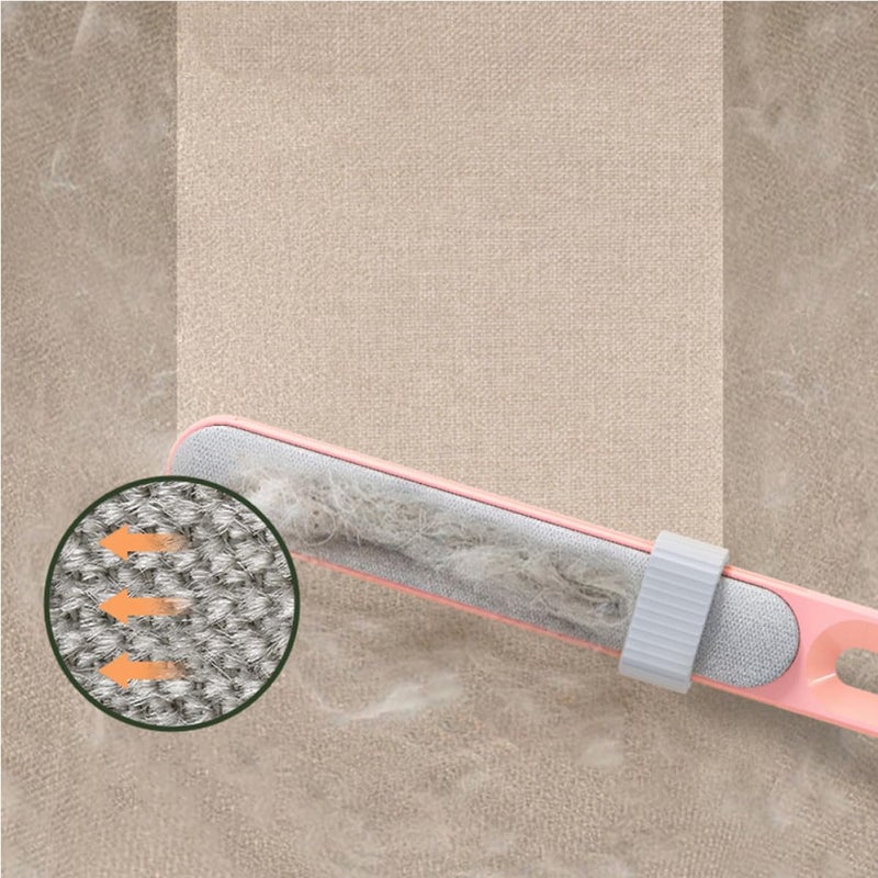 Double-Sided Electrostatic Lint Remover Brush for Clothes and Pet Hair Portable Hair Removing Brush with Fluorescent Pink Handle for Household Cleaning - Image 4