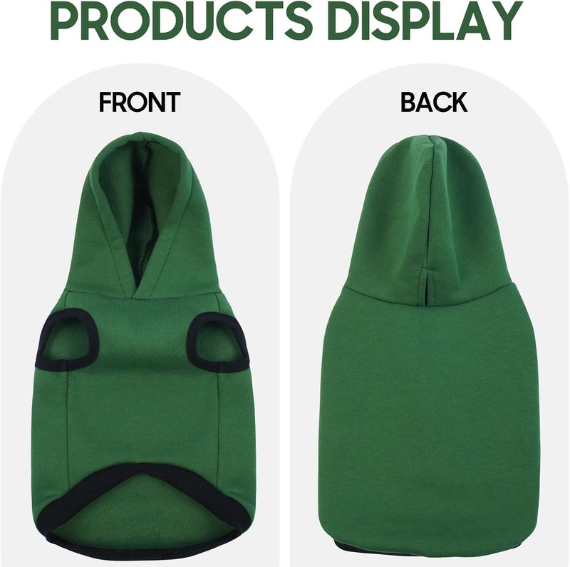 ROZKITCH Dog Hoodie,Winter Dog Fleece Sweaters Pet Warm Sweatshirt Pet Pullover Dog Clothes with Leash Hole Soft Warm Christmas Outfit Puppy Vest for Medium Dogs French Bulldog Clothes Green L - Image 3
