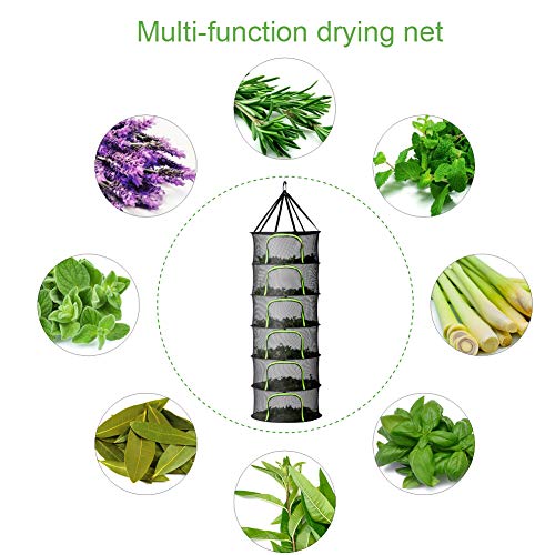 PROTITOUS 6 Tier Black Mesh Zippered Herb Drying Rack Hanging Dryer Dry Net with Pruning Shear for Hydroponics - Image 3