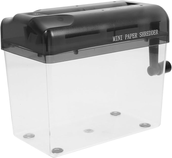 Hand Crank Manual Paper Shredder Portable Desktop Document Cutter For Crafting Secure Disposal Black 21 5X14 7X10 CM - Image 1
