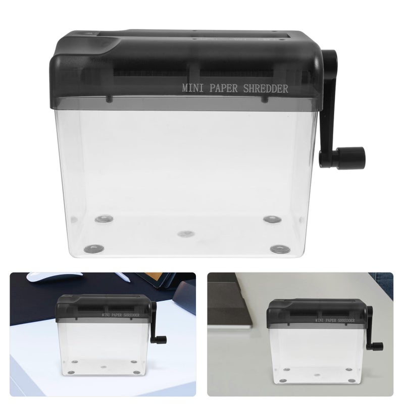 Hand Crank Manual Paper Shredder Portable Desktop Document Cutter For Crafting Secure Disposal Black 21 5X14 7X10 CM - Image 4