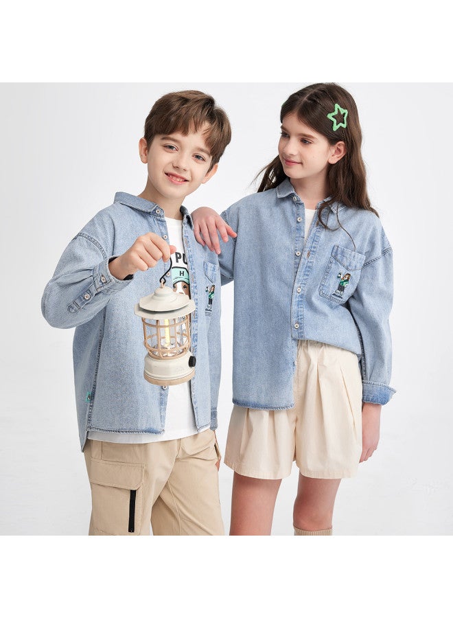 Hush Puppies جاكيت جينز جديد للرجال والنساء والأطفال بأسلوب محايد لمدة 25 عامًا، معطف أطفال متعدد الاستخدامات، جاكيت جينز للطلاب - Image 3