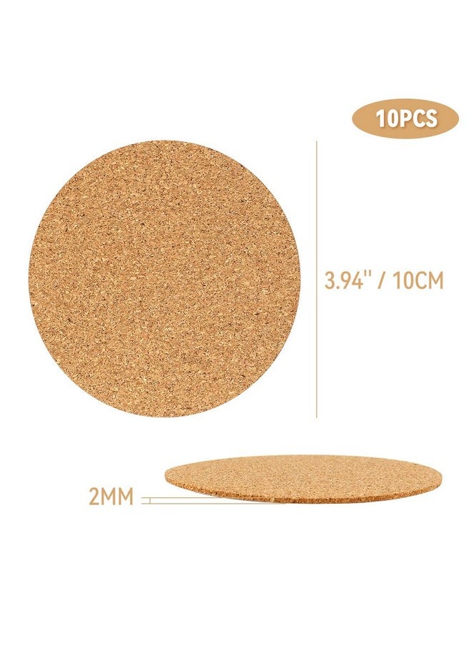 Tenalleys 10 Pack Sheets Cork Coasters 4" Self-Adhesive Cork Mats Cork Backing Sheets For Diy Coasters Craft Accessories (Round)  - Image 3