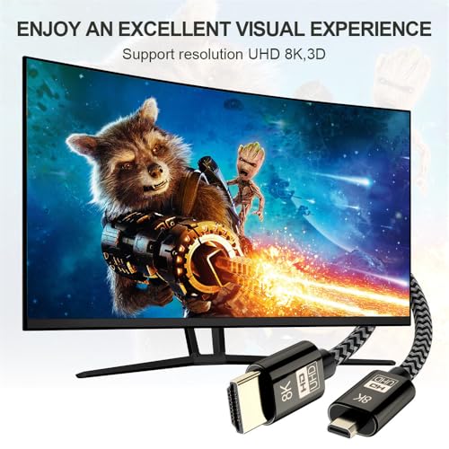 xiwai Micro HDMI to HDMI 2.1 Ultra-HD UHD 8K 60hz 4K 120hz Cable 48Gbs HDMI Cord for Camera Tablet (1.5m) - Image 5