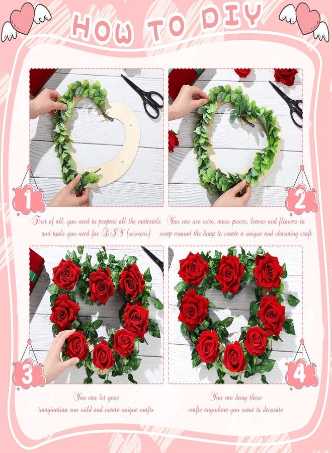 Queekay Valentine's Day 4 Pcs Heart Wreath Frames for Craft 12 Inch Heart Shaped Floral Wreath Wood Base for DIY Crafts Valentine Weddings Party Floral Decorations - Image 3