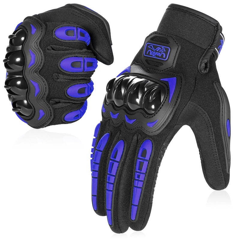 COFIT Motorcycle Gloves Breathable Touchscreen Motorbike Gloves AntiSlip with Good Grip Hard Knuckles Protection for Men Women Motocross BMX ATV MTB Cycling Road Racing Blue XL - Image 3