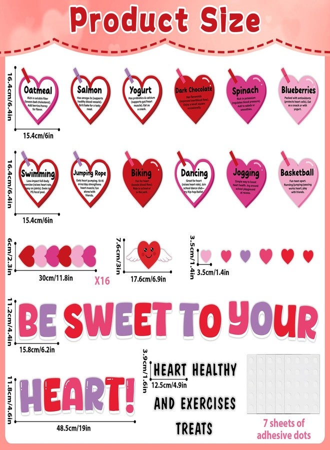 OBUSATT Valentine's Day Heart Health Classroom Bulletin Board Decoration Valentine Sweet to Your Heart Bulletin Board Set Exercises Treat Love Hearts Paper Cutouts for School Home Chalkboard Wall Door - Image 2