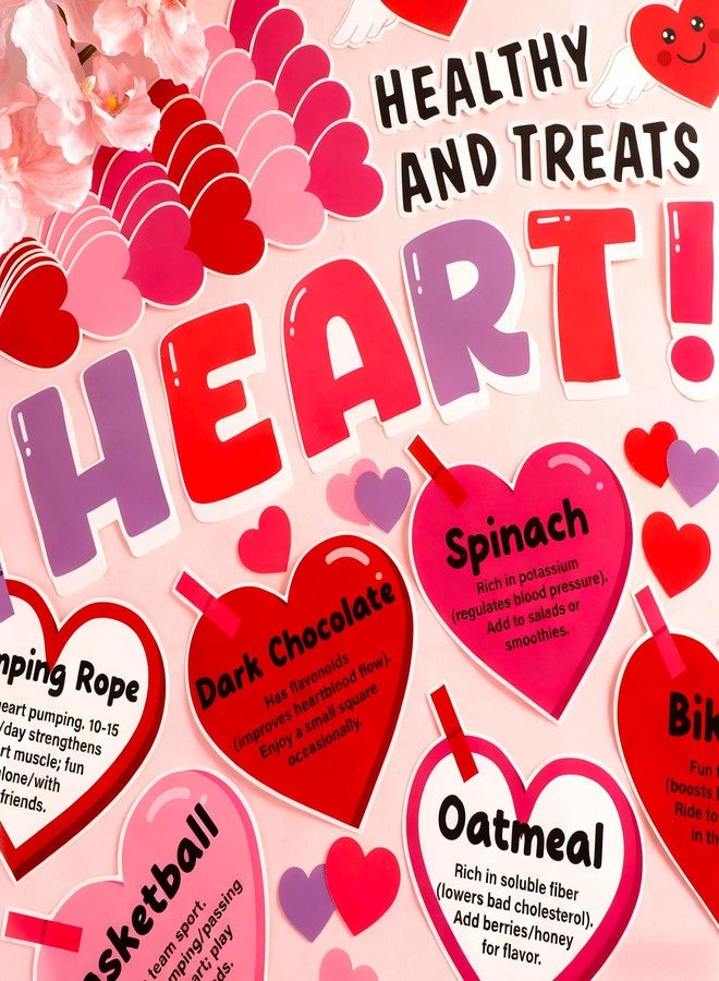 OBUSATT Valentine's Day Heart Health Classroom Bulletin Board Decoration Valentine Sweet to Your Heart Bulletin Board Set Exercises Treat Love Hearts Paper Cutouts for School Home Chalkboard Wall Door - Image 4