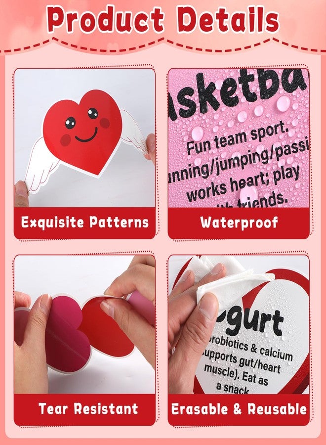 OBUSATT Valentine's Day Heart Health Classroom Bulletin Board Decoration Valentine Sweet to Your Heart Bulletin Board Set Exercises Treat Love Hearts Paper Cutouts for School Home Chalkboard Wall Door - Image 3