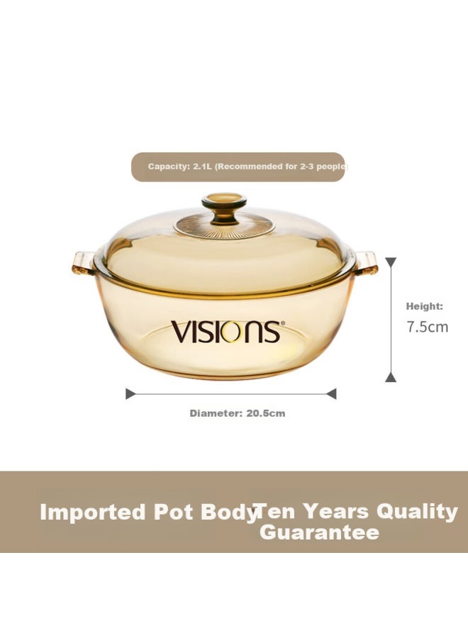 Visions Corning 2.1l Crystal Series Glass Soup Pot Stew Pot Cooking Pot, Heat-resistant, Suitable For Open Flame, Vs-21 - Image 1