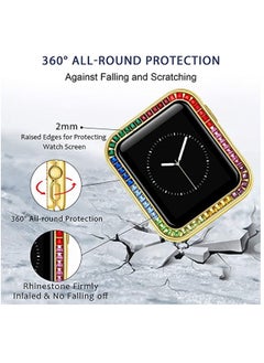 Y&D Compatible for Watch Case Suitable Iwatch 6 Generation 5/4/ 3/2/ 1 Protective 38 mm Color Diamond Gold Type Colorful Square IWatch Cover Frame with Women and Men  - Image 5